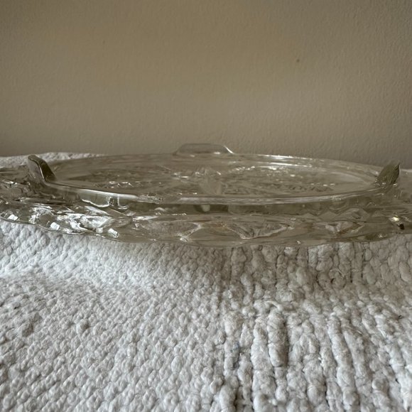 Feather Star 11.5” vintage pressed glass footed cake plate serving tray - Picture 3 of 4